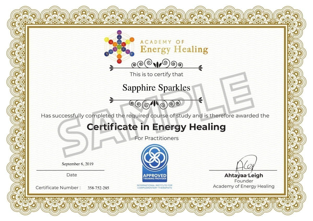 sample energy healing certification